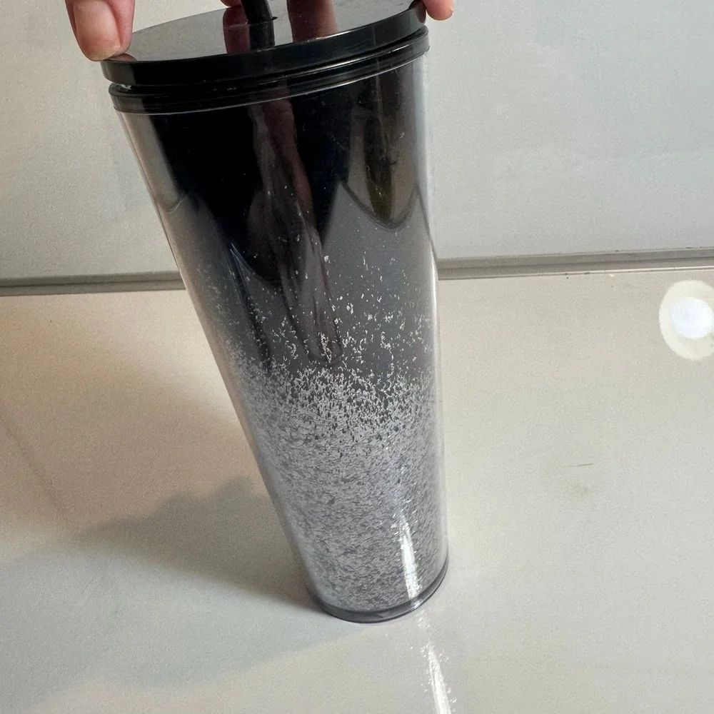 Starbucks Black Gradient Glitter Cold Cup Tumbler with Straw 24‎ oz 2019